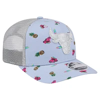 Men's New Era Light Blue/Gray Chicago Bulls Adventure Aloha Pattern 9SEVENTY Stretch-Snap Hat