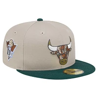 Men's New Era  Natural/Hunter Green Chicago Bulls Lifestyle Tree Bark 59FIFTY Fitted Hat