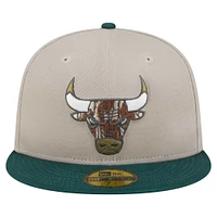 Men's New Era  Natural/Hunter Green Chicago Bulls Lifestyle Tree Bark 59FIFTY Fitted Hat