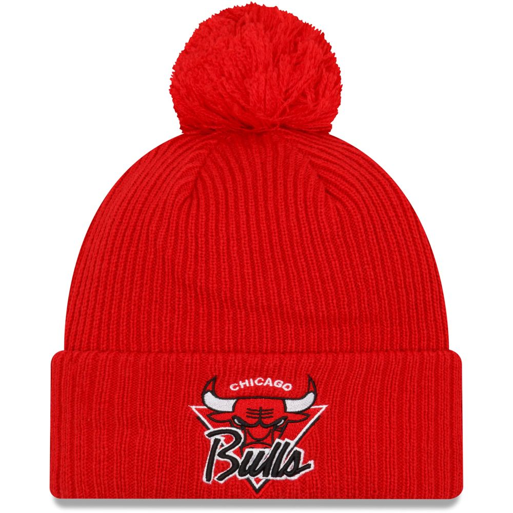 Men's New Era Red Chicago Bulls 2021 NBA Tip-Off - Team Color Pom Cuffed Knit Hat