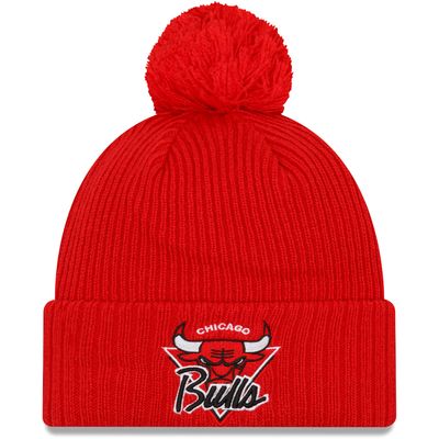 Men's New Era Red Chicago Bulls 2021 NBA Tip-Off - Team Color Pom Cuffed Knit Hat