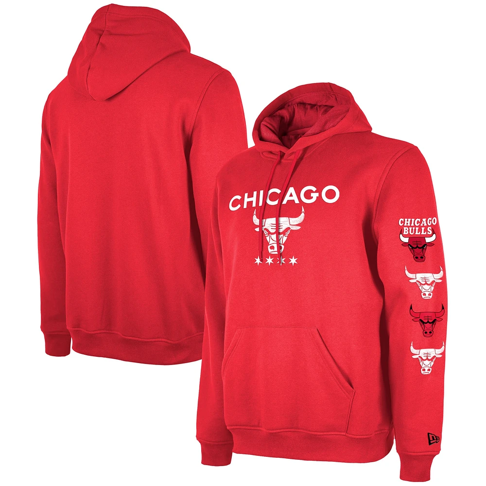 Sweat à capuche New Era rouge Chicago Bulls 2023/24 City Edition pour homme