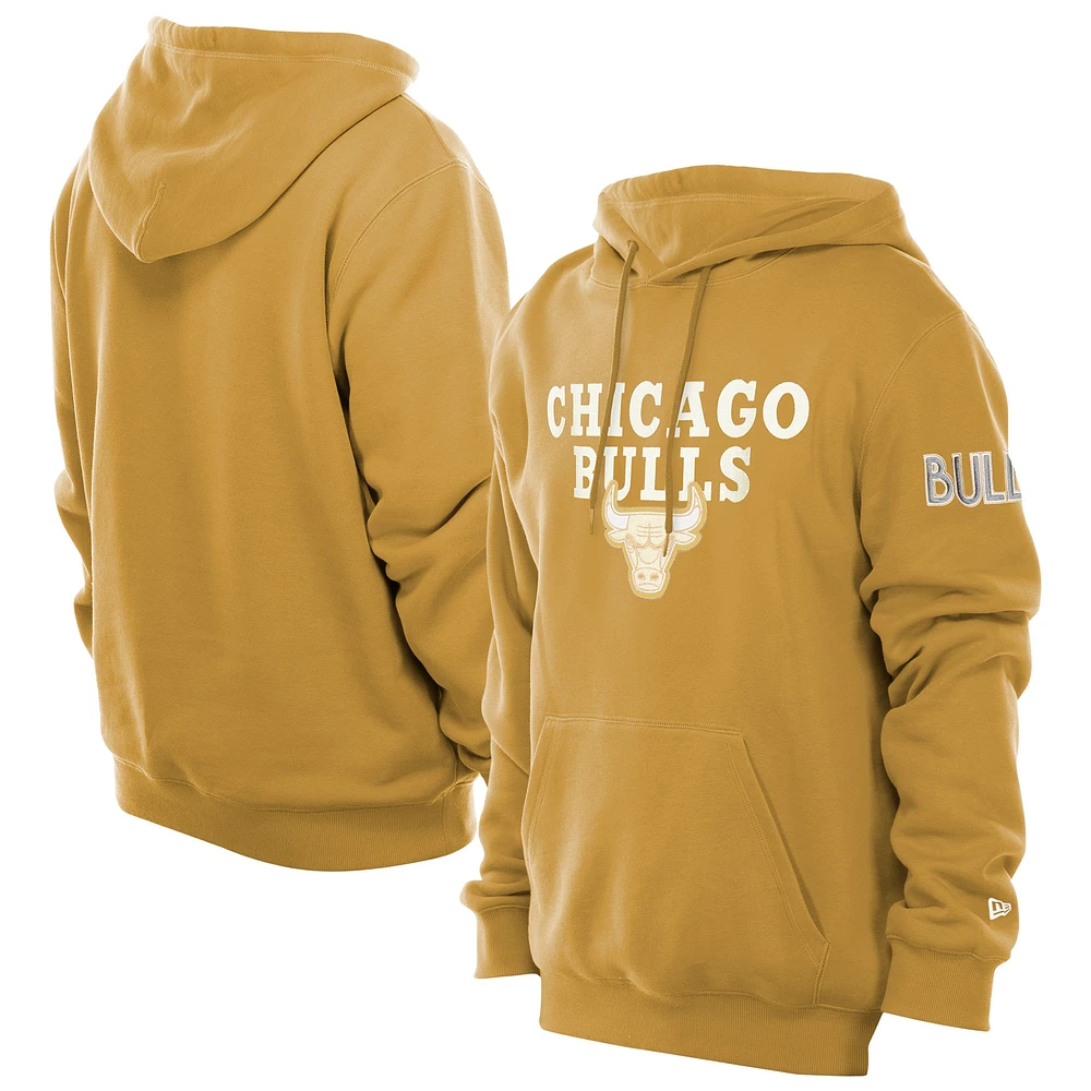 Men's New Era  Tan Chicago Bulls 2024/25 City Edition Chenille Heavyweight Pullover Hoodie