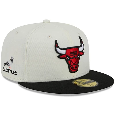 Men's New Era x Staple  Cream/Black Chicago Bulls NBA Two-Tone 59FIFTY Fitted Hat