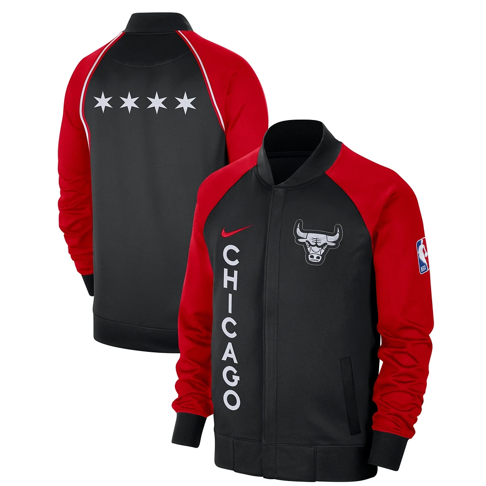 Veste à fermeture éclair intégrale Nike Black Chicago Bulls 2023/24 City Edition Authentic Showtime Performance Raglan pour homme