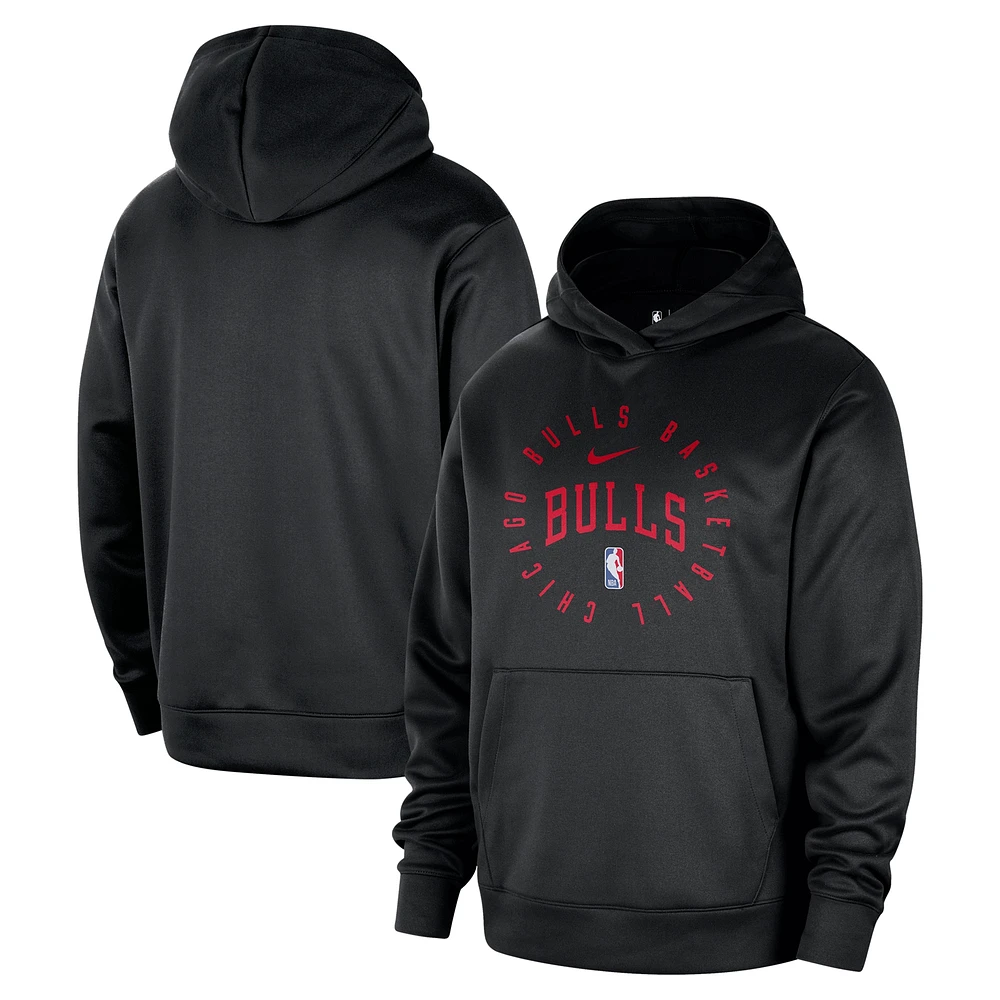 Sweat à capuche Nike Chicago Bulls Spotlight 2024/25 pour homme, noir, entraînement sur le terrain