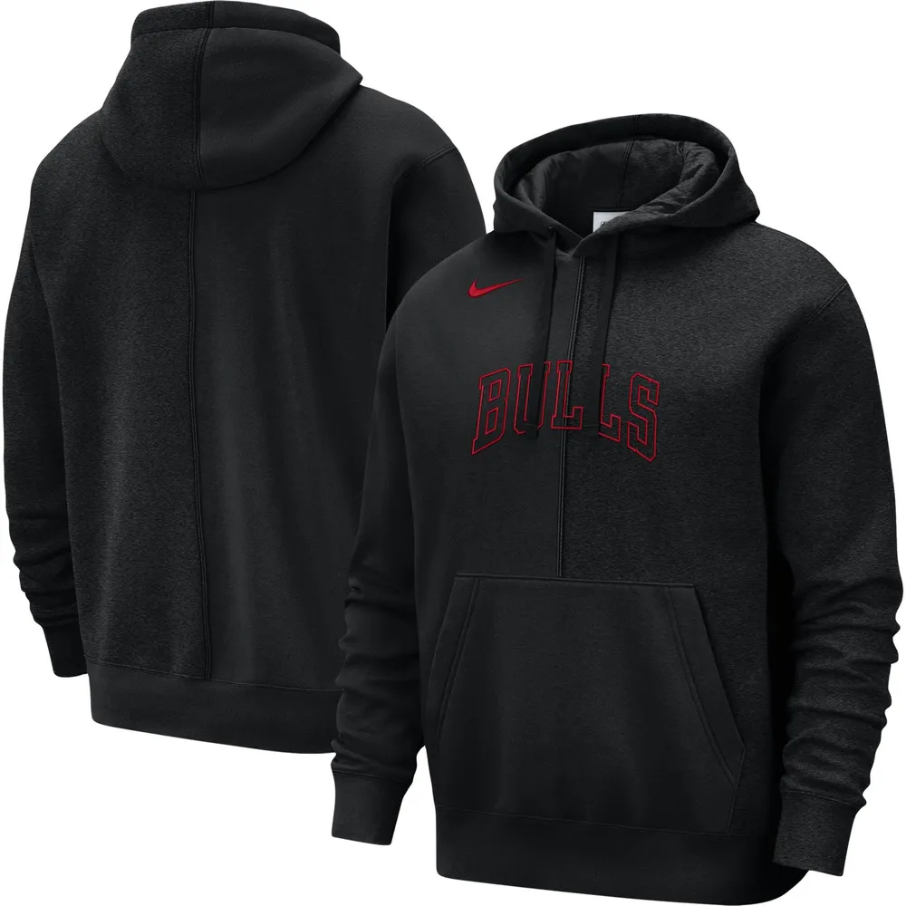 Men's Nike Black Chicago Bulls Courtside Versus Stitch Split Pullover Hoodie