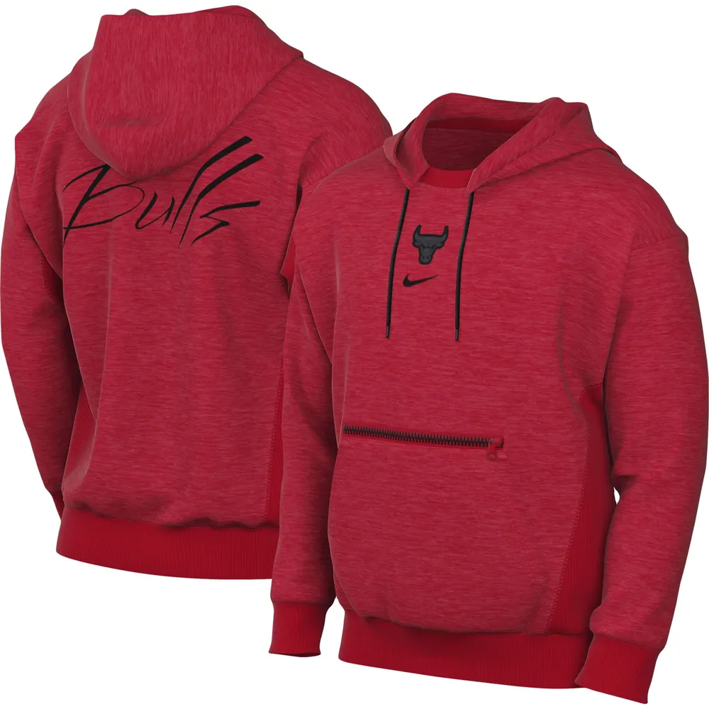 Men's Nike Heather Red Chicago Bulls Courtside Versus Flight Pullover Hoodie