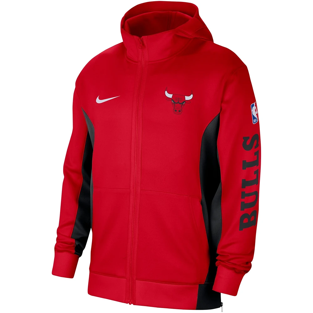 Sweat à capuche entièrement zippé Nike Red Chicago Bulls 2023/24 Authentic Showtime pour homme