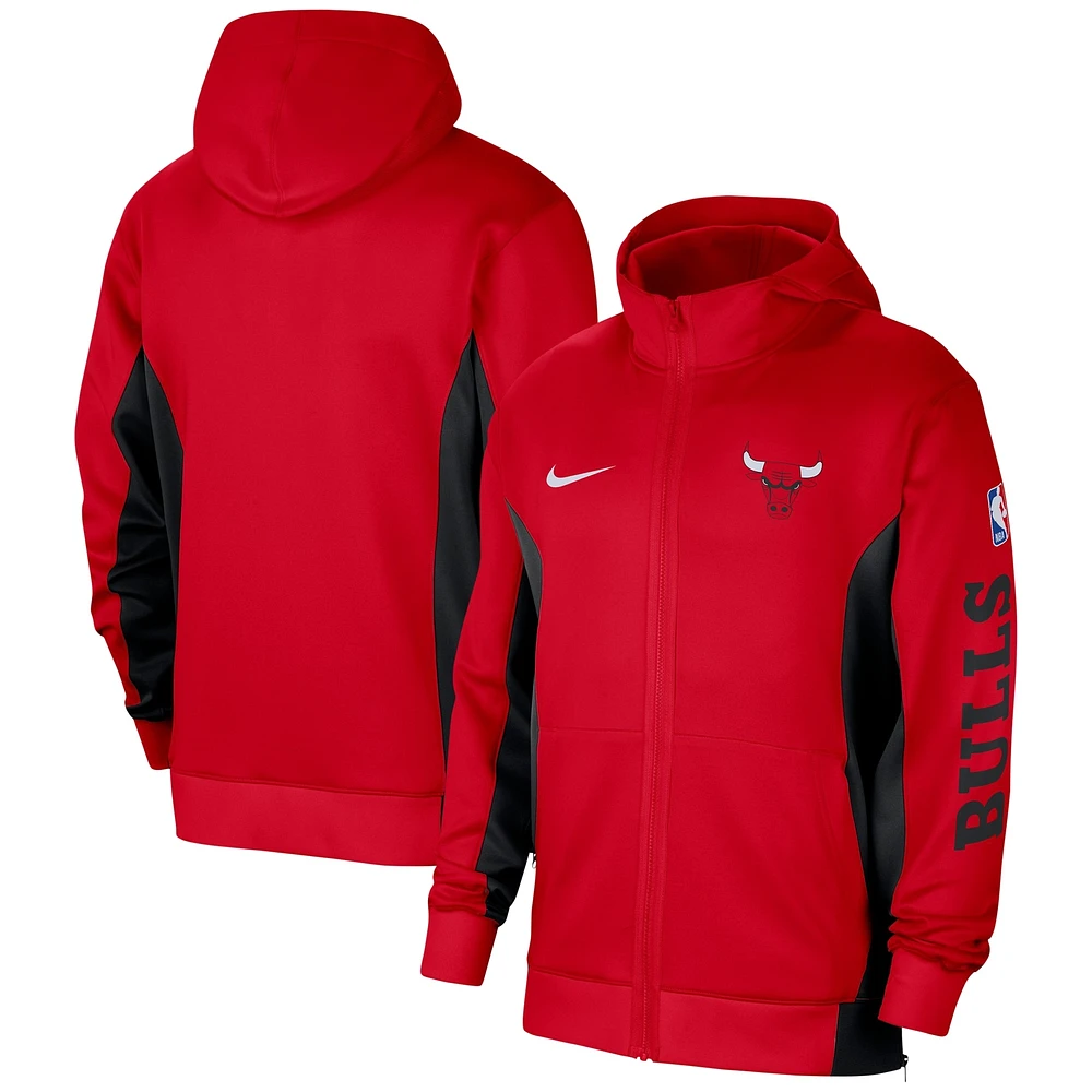 Sweat à capuche entièrement zippé Nike Red Chicago Bulls 2023/24 Authentic Showtime pour homme