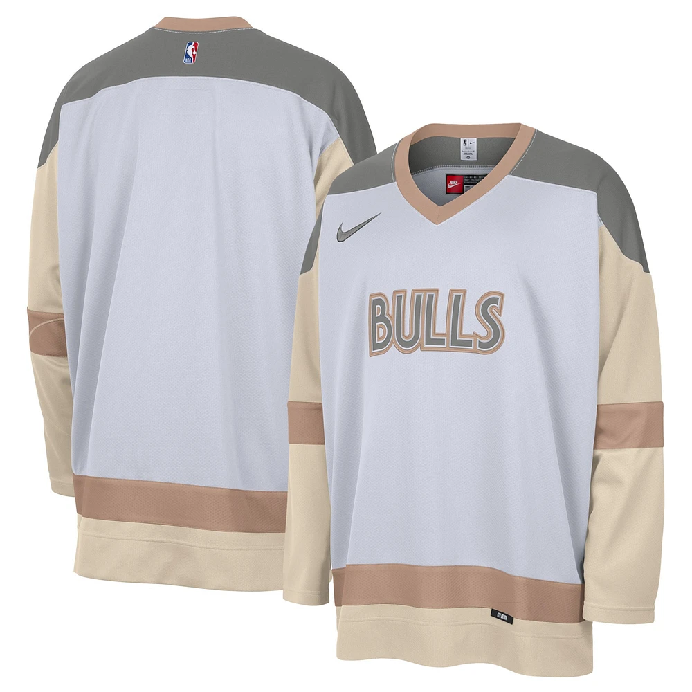 Maillot de hockey Nike Chicago Bulls City Edition 2024/25 pour homme, blanc, poids lourd