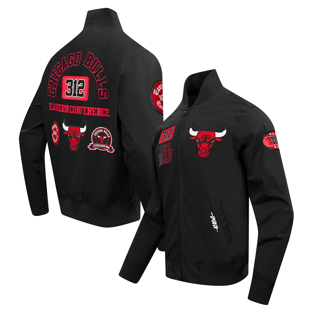 Veste zippée en sergé noir Pro Standard Chicago Bulls Area Code pour homme