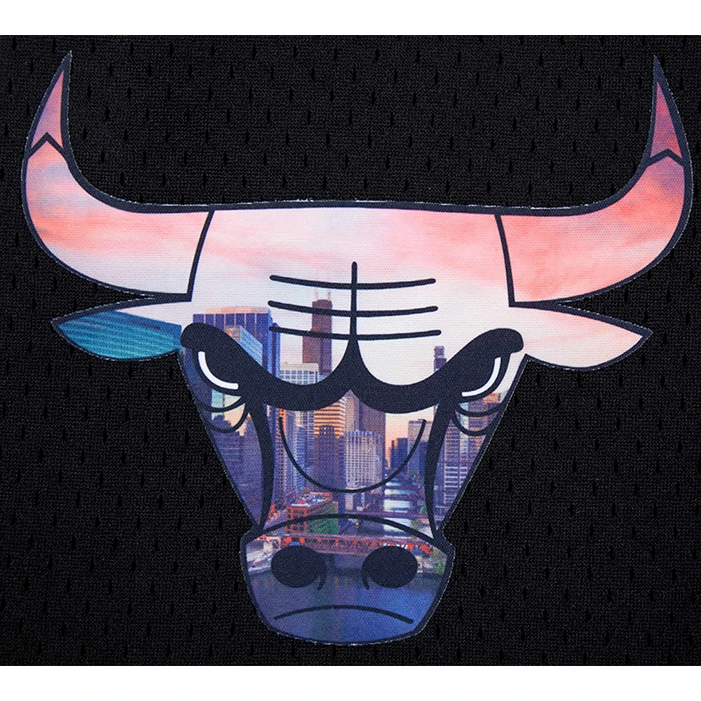 Men's Pro Standard Black Chicago Bulls City Scape Mesh Shorts