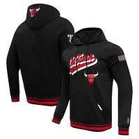 Men's Pro Standard Black Chicago Bulls Script Tail Pullover Hoodie