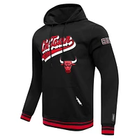 Men's Pro Standard Black Chicago Bulls Script Tail Pullover Hoodie