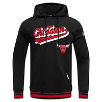 Men's Pro Standard Black Chicago Bulls Script Tail Pullover Hoodie