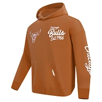 Men's Pro Standard Brown Chicago Bulls Paint the City Drop Shoulder Pullover Hoodie