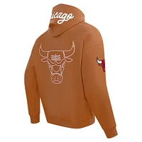 Men's Pro Standard Brown Chicago Bulls Paint the City Drop Shoulder Pullover Hoodie