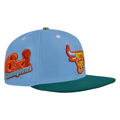 Casquette snapback bicolore Pro Standard pour hommes, bleu clair/vert, programme rétro des Chicago Bulls