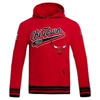 Men's Pro Standard Red Chicago Bulls Script Tail Pullover Hoodie