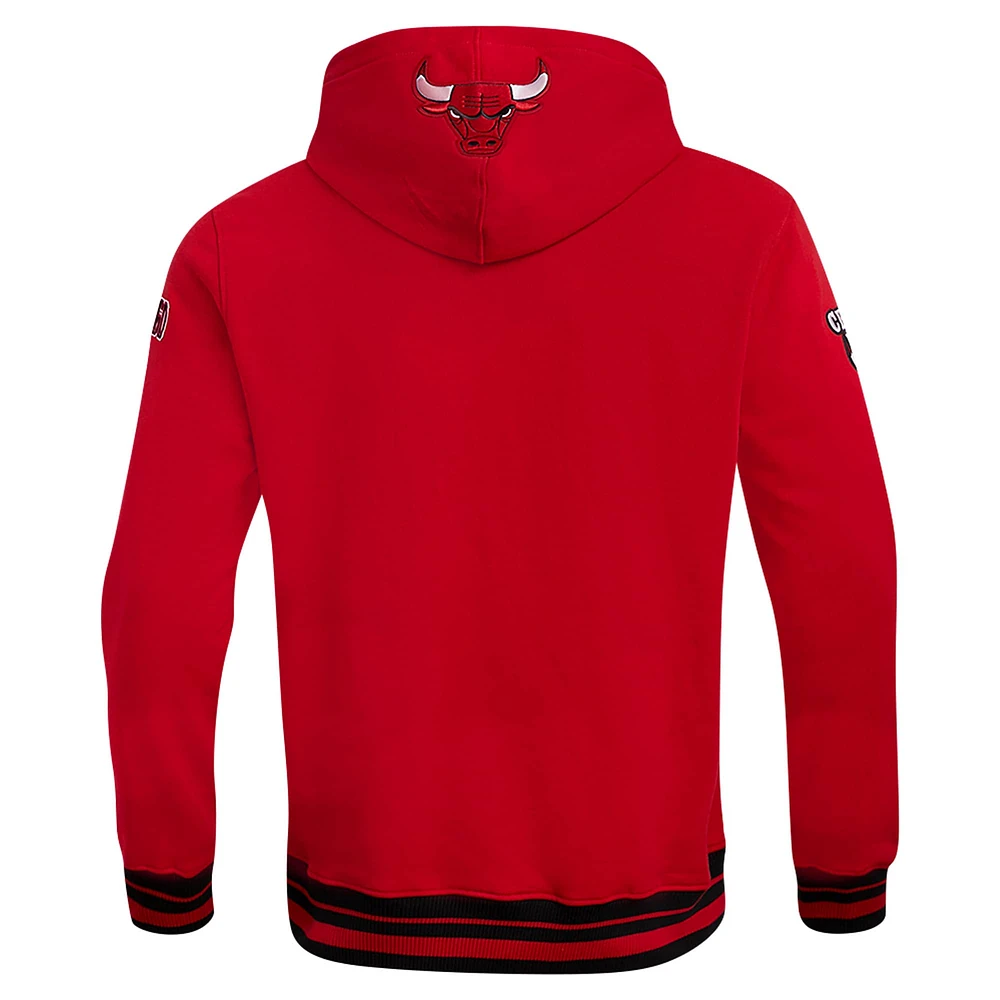 Men's Pro Standard Red Chicago Bulls Script Tail Pullover Hoodie