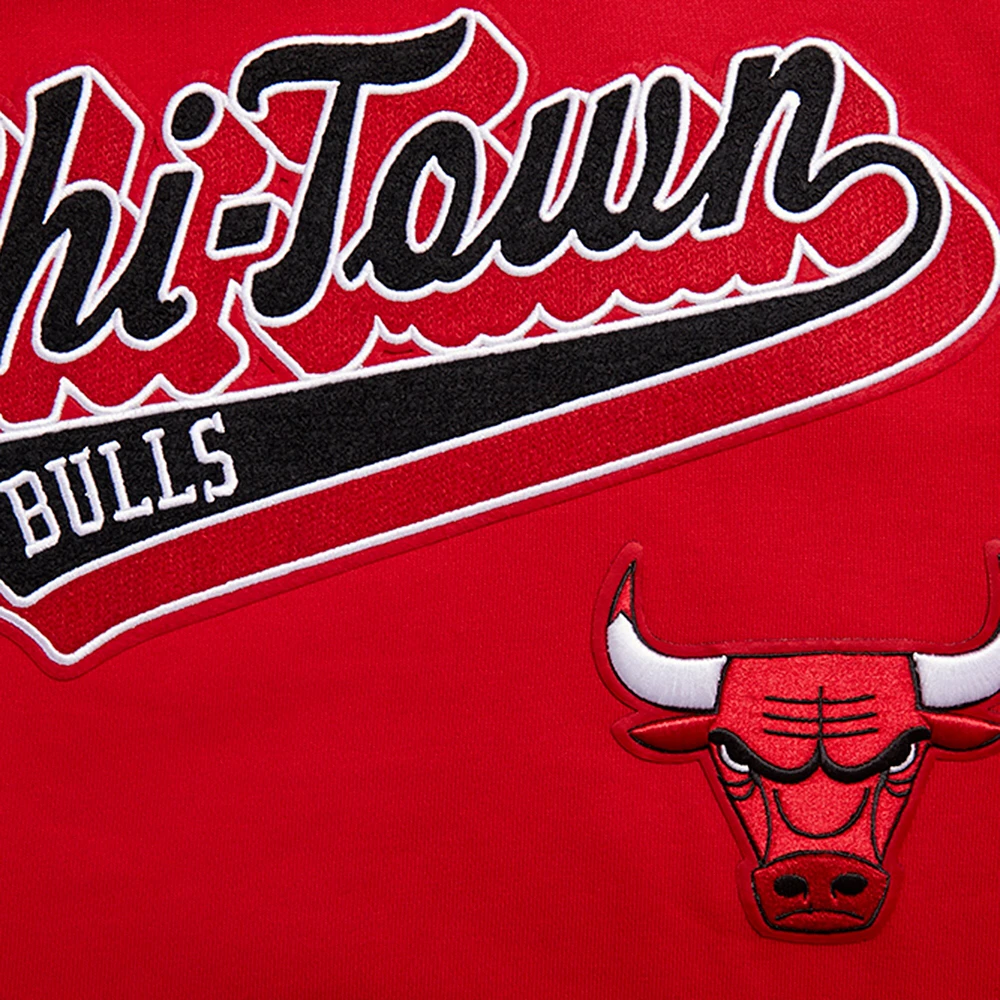 Sweat à capuche Pro Standard rouge Chicago Bulls Script Tail pour hommes