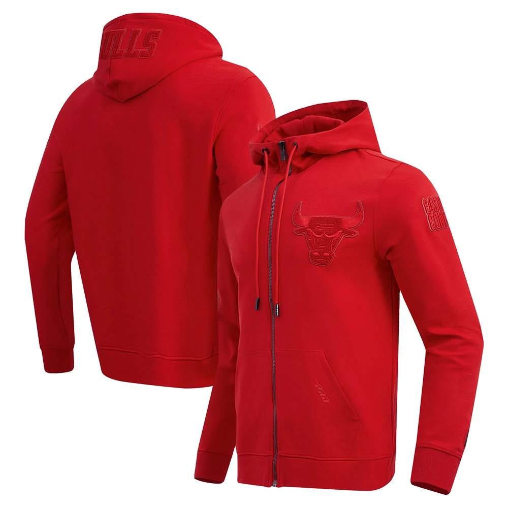 Men's Pro Standard Red Chicago Bulls Triple Tonal DK Full-Zip Hoodie Jacket