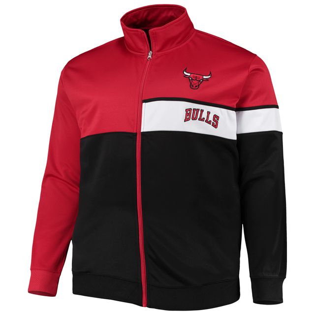 Veste de survêtement à glissière pleine longueur Chicago Bulls Big & Tall rouge/noir pour homme