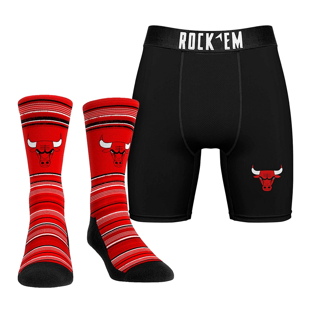 Pack combiné de chaussettes et caleçons boxeurs Chicago Bulls pour hommes Rock Em Socks