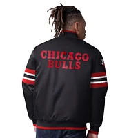 Veste Starter noire en satin pour homme des Chicago Bulls Scout Varsity
