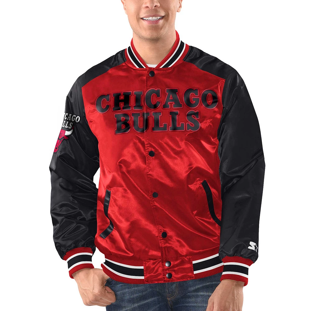 Veste universitaire à bouton-pression en satin Renegade des Chicago Bulls Starter rouge/noir pour hommes