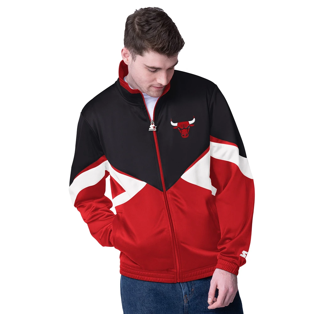 Veste de survêtement entièrement zippée pour homme avec appliqué Rush des Chicago Bulls Starter Red