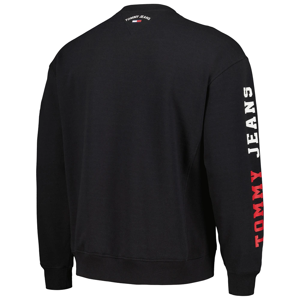 Men's Tommy Jeans Black Chicago Bulls Henry Pullover Sweatshirt