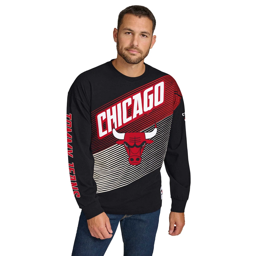 T-shirt à manches longues noir Tommy Jeans pour homme Chicago Bulls Lucas