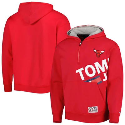 Men's Tommy Jeans Red Chicago Bulls Bernard Half-Zip Hoodie