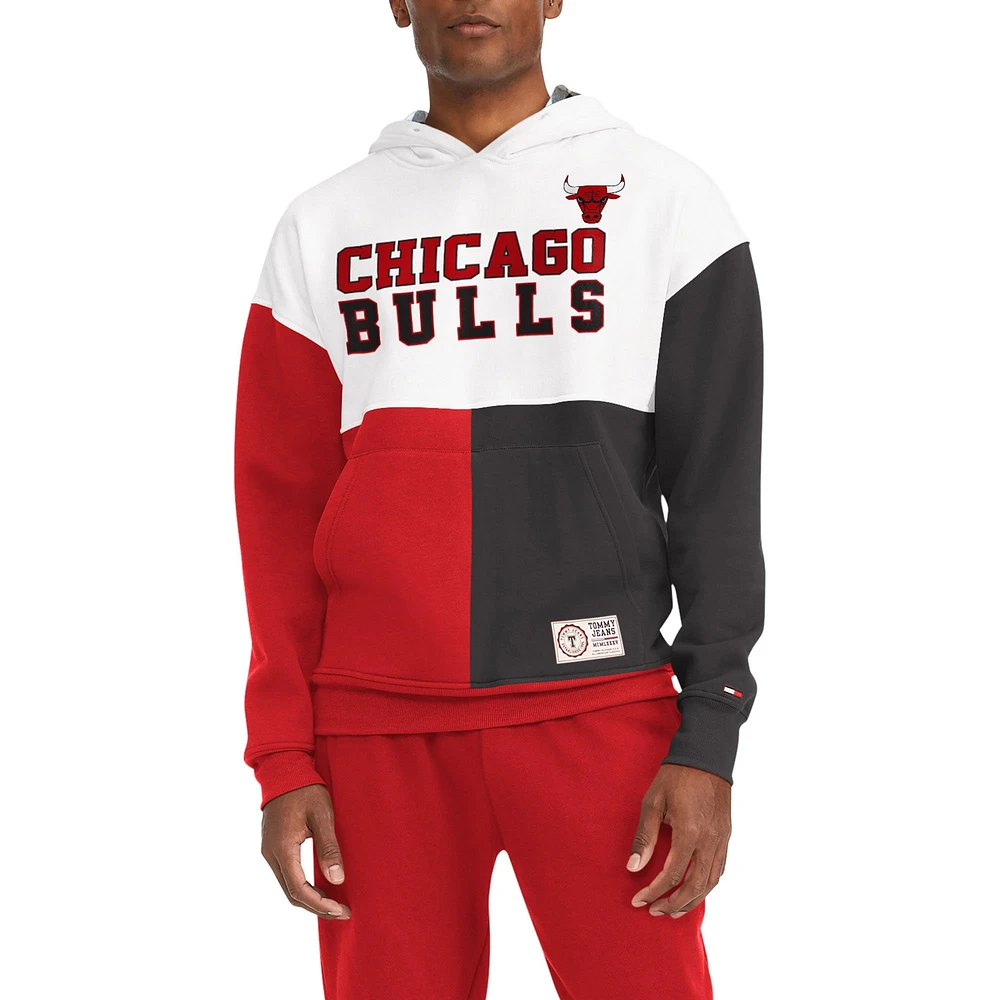 Sweat à capuche Tommy Jeans Andrew Split des Chicago Bulls blanc/rouge pour homme