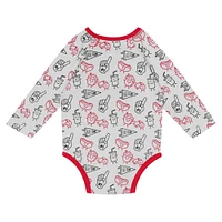 Ensemble 3 pièces pour nouveau-né et bébé Chicago Bulls Little Champ, body à manches longues, pantalon bonnet revers