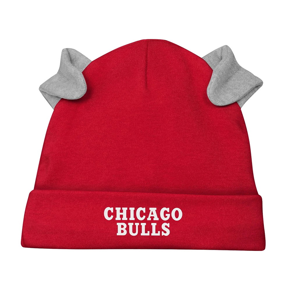 Newborn & Infant Chicago Bulls Little Champ Long Sleeve Bodysuit, Pants Cuffed Knit Hat 3-Piece Set