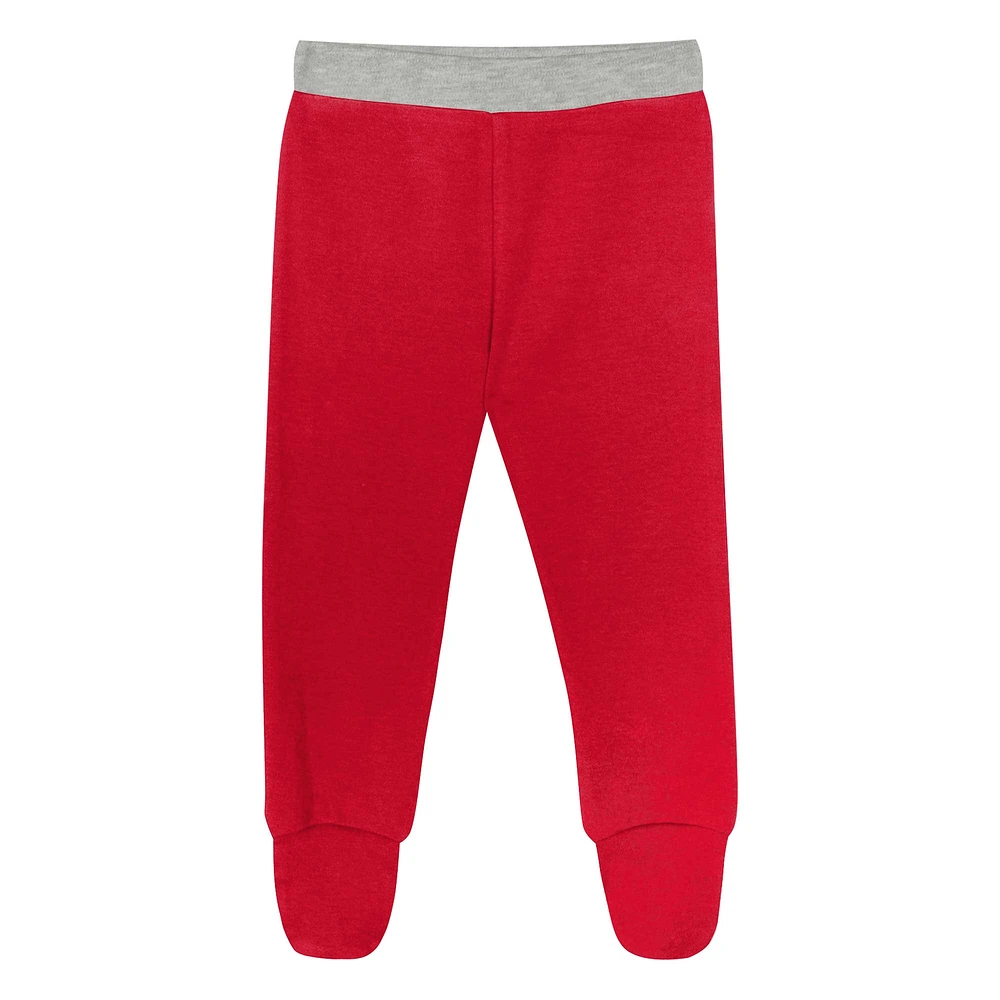 Ensemble 3 pièces pour nouveau-né et bébé Chicago Bulls Little Champ, body à manches longues, pantalon bonnet revers