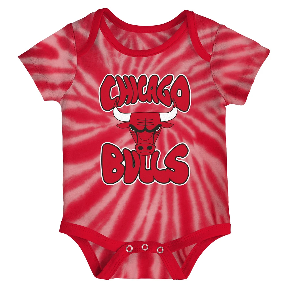Newborn & Infant White/Red Chicago Bulls Monterey Tie-Dye - 2-Pack Bodysuit Set
