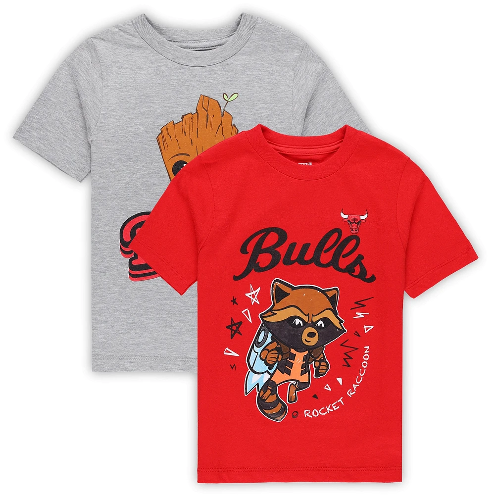 Ensemble de t-shirts en deux pièces pour enfants d'âge préscolaire Chicago Bulls Gardiens la Galaxie