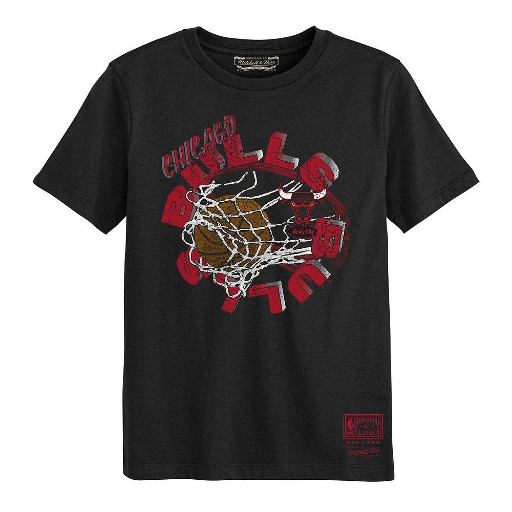 T-shirt noir Mitchell & Ness des Chicago Bulls pour enfants d'âge préscolaire