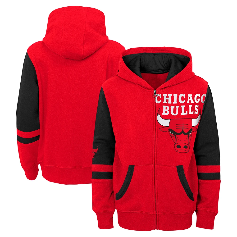 Sweat à capuche entièrement zippé pour enfants d'âge préscolaire Red Chicago Bulls Straight To The League