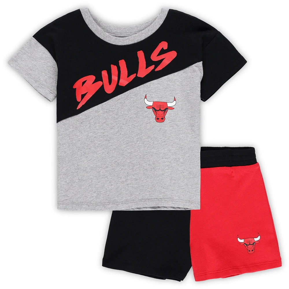 Ensemble t-shirt et short Chicago Bulls Super Star noir/gris pour tout-petit