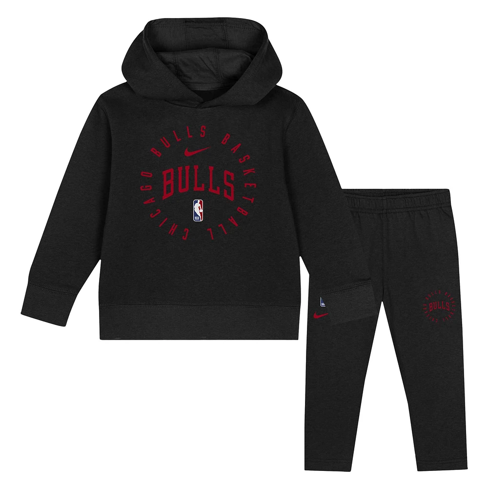 Ensemble sweat à capuche et pantalon de survêtement Nike Chicago Bulls Practice Club pour tout-petits, noir