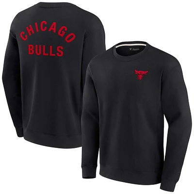 Unisex Fanatics Black Chicago Bulls Super Soft Pullover Crew Sweatshirt