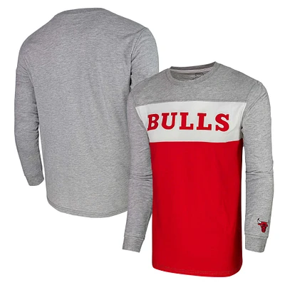 T-shirt unisexe à manches longues gris chiné Chicago Bulls Loge