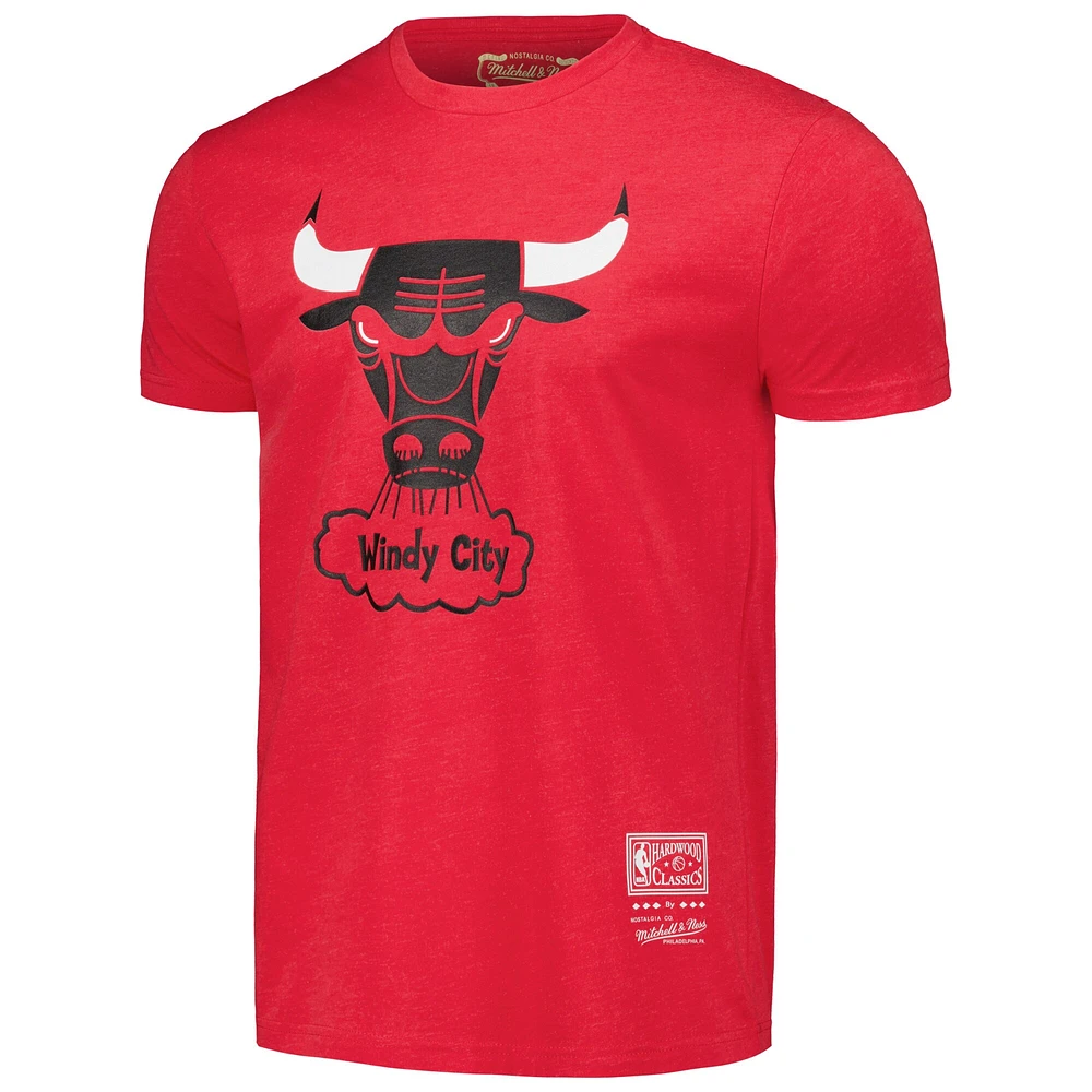 T-shirt unisexe avec logo rouge Chicago Bulls Hardwood Classics MVP Throwback