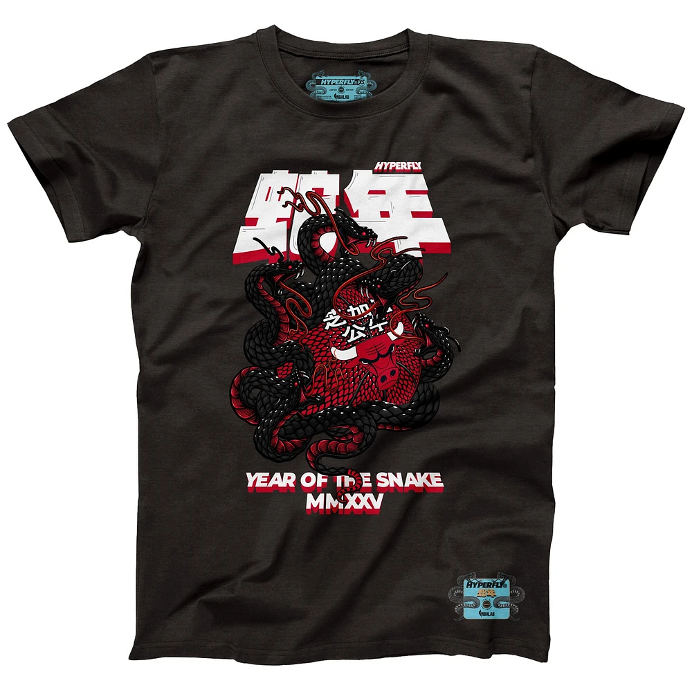T-shirt unisexe NBALab x Hyperfly Heather Black Chicago Bulls Collection Année du serpent Nouvel An lunaire