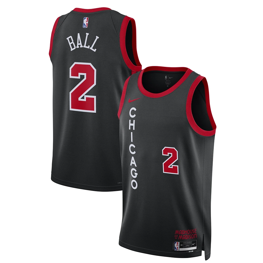 Maillot unisexe Nike Lonzo Ball noir Chicago Bulls 2023/24 Swingman - City Edition